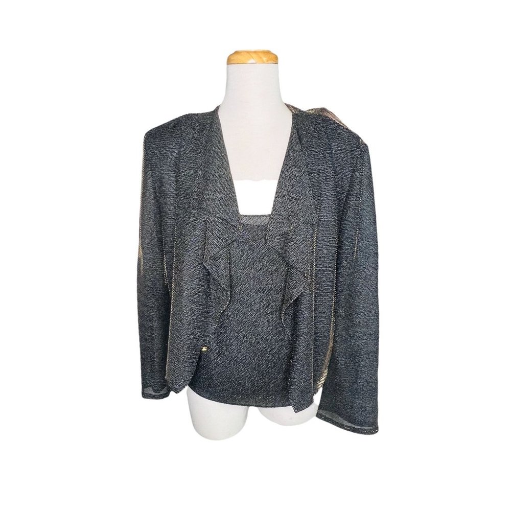 Joseph Ribkoff Metallic Cocktail Jacket and Cami Gold Iridescent Fabulous Set - Picture 3 of 15